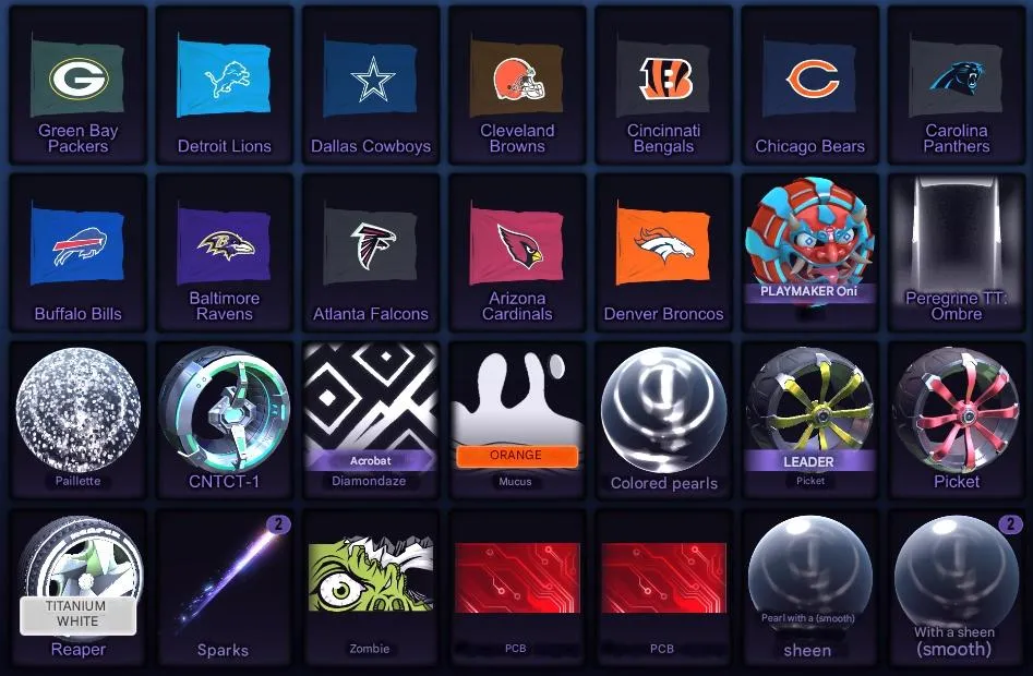 RL1014 Fennec, Nissan Skyline, 9 DLC packs, Grand Champion Season 8, Level 1133 Full Inventory Calibration Ranks 